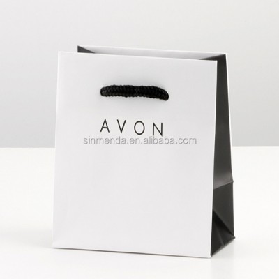 White Kraft Paper Shopping Bags With Twisted Rope Handle Customize Your Own Logo