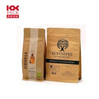 Custom Food Packaging Flat Bottom Brown Kraft Paper Coffee Ziplock Bags With Your Own Logo Wholesale