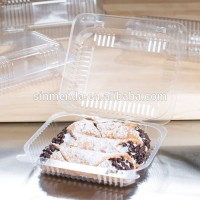 Custom PVC PET PP plastic clamshell hinged container for cake food packaging